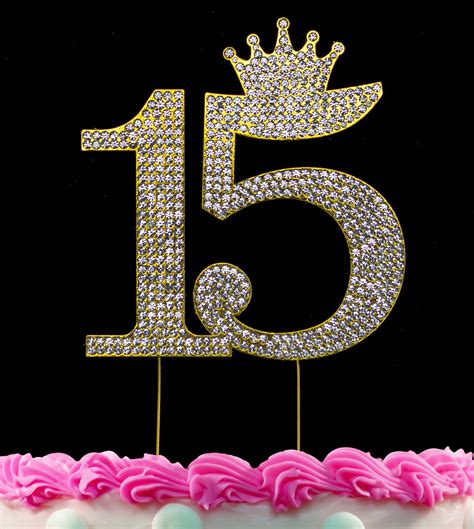 15th Birthday Cake Toppers Quinceanera Cake Topper Princess Crown Gold
