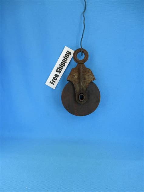 Vintage Barn Rope Pulley Farm Tool Cast Iron And Wood Etsy Farm