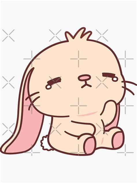 Cute Sad Bunny Sticker By Rustydoodle Redbubble