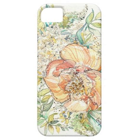Peach Peony Watercolor Iphone Case Iphone 5 Cover Zazzle