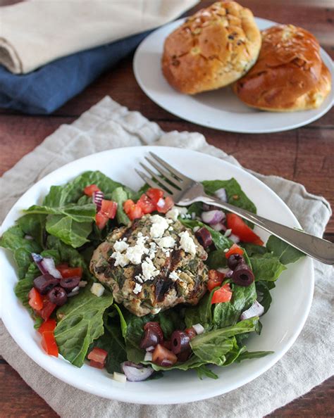 Greek Spinach Feta Turkey Burgers Simple And Savory