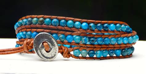Turquoise Leather Wrap Bracelet Yoga Bracelet Boho Chic Beach Etsy