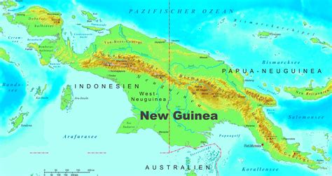 New Guinea Physical Map