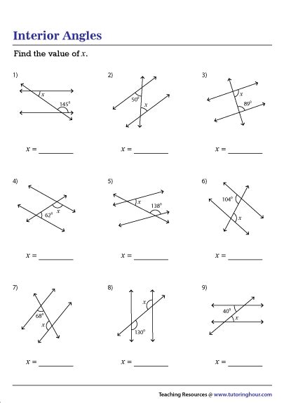 Angles And Parallel Lines Worksheet