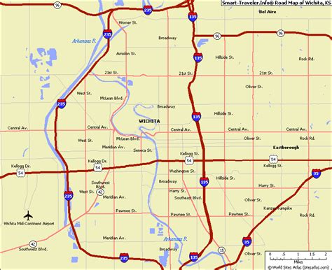 Map Of Wichita Kansas Travelsmapscom