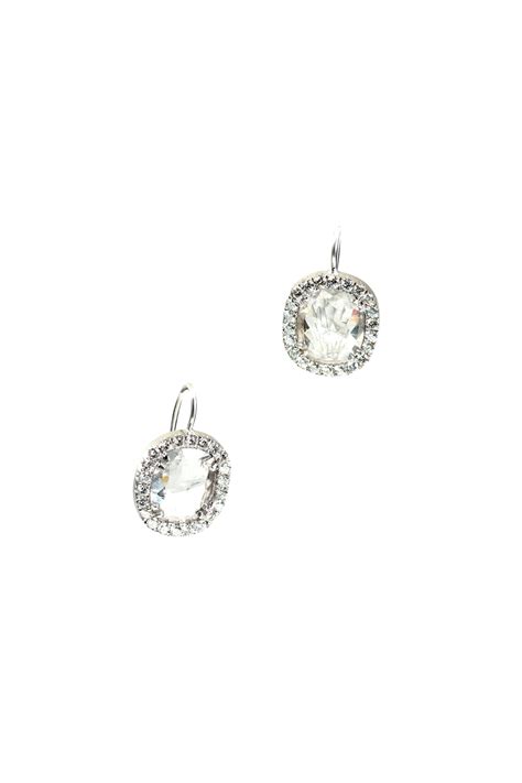 sylva and cie 18k white gold rough diamond earrings