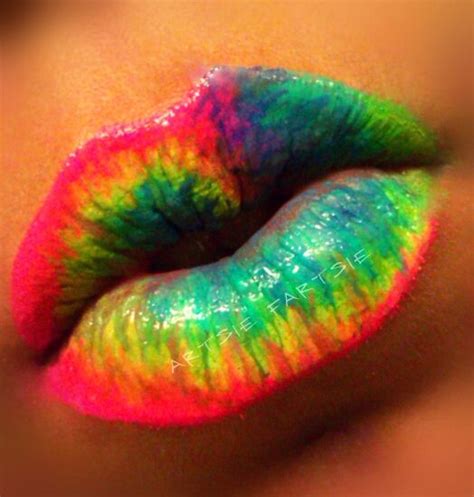 Rainbow Painted Psychedelic Photos Of Lips Tye Dye Lips By ~artsie