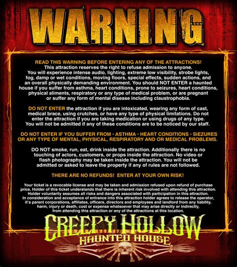 Warning Creepy Hollow Haunted House