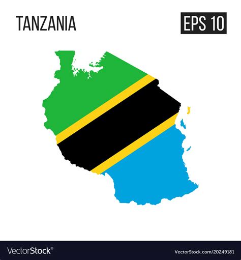 Tanzania Map Border With Flag Eps10 Royalty Free Vector
