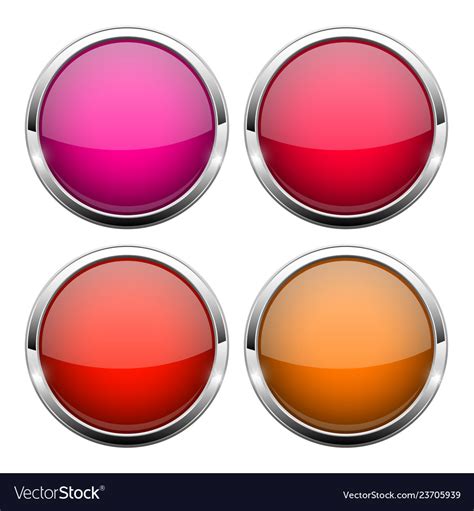Red Glass Buttons Shiny Round 3d Web Icons Vector Image