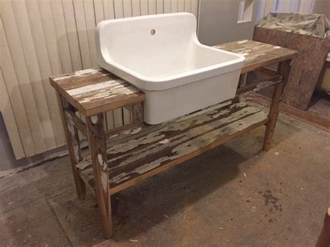 Wonderful Vintage Highback Farmhouse Sink In Custom Wood Stand Etsy