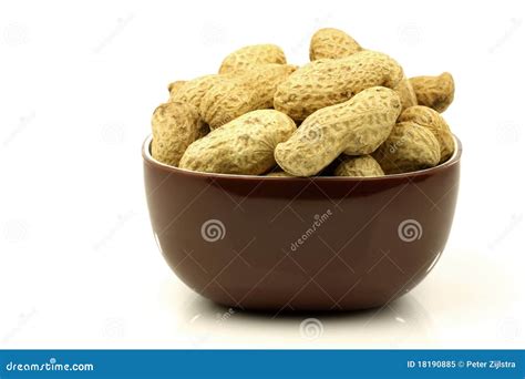 A Bunch Of Fresh Roasted Peanuts In A Brown Bowl Stock Image Image Of