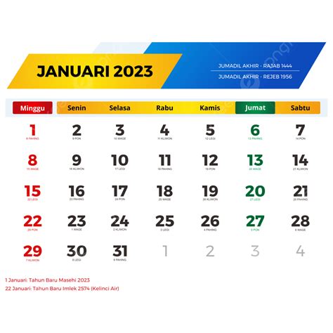 Kalender 2023 Januari Keren Dan Lengkap Dengan Hari Libur Nasional