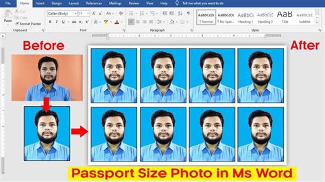 How To Make Printable Passport Size Photo In Microsoft Office Word Tutorial