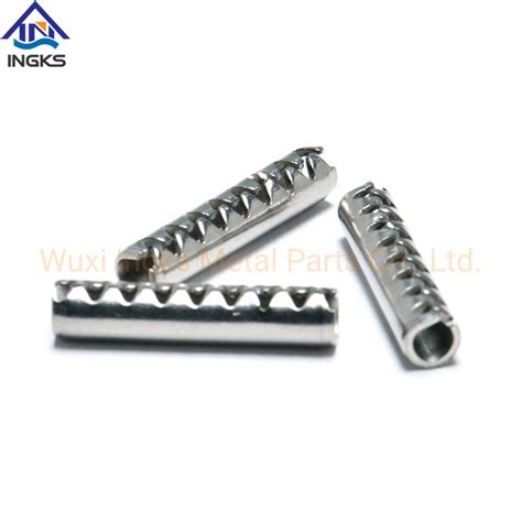 New Arrival Stainless Steel Cylindrical Toothed Slotted Spring Pin China Coiled Spring Pin And
