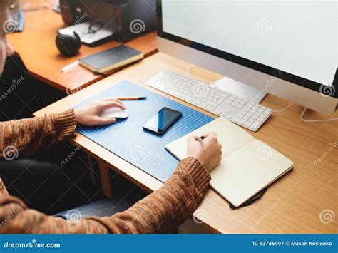 Freelance Developer And Designer Working At Home Stock Image Image Of