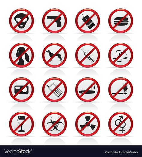 Prohibition Sign And Icons Royalty Free Vector Image