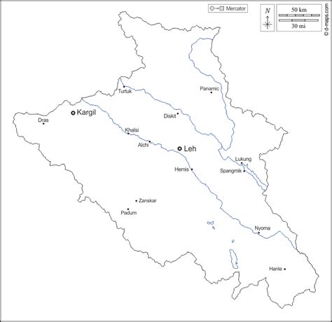 Ladakh Free Map Free Blank Map Free Outline Map Free Base Map