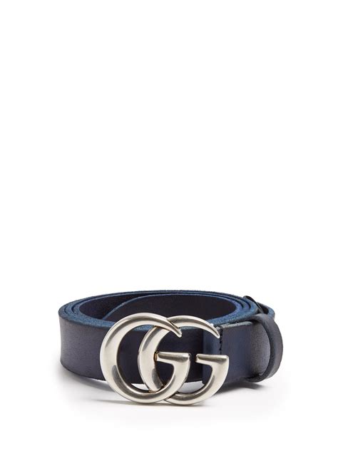 Gucci Gg Marmont Leather Belt In Blue For Men Lyst
