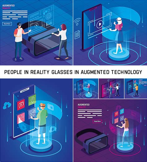 se   vector images  people  glasses  reality augmented technology  flat style