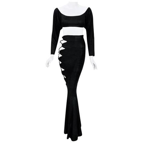 vintage 1987 cher witches of eastwick movie worn alaia lace up skirt and crop top at 1stdibs