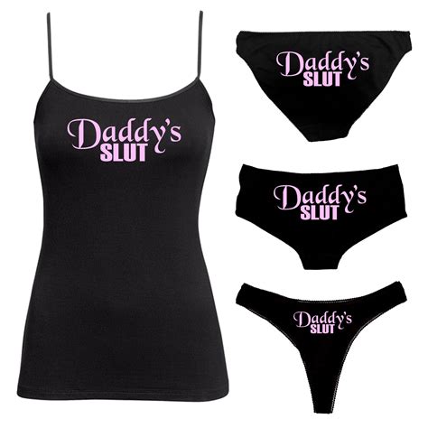 Daddys Slut Set Knickers Vest Cami Thong Shorts Bdsm Etsy Uk