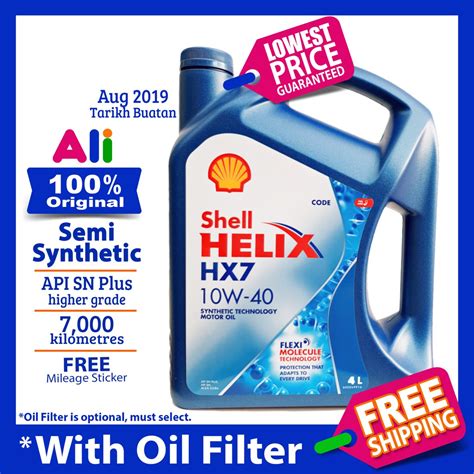 Best synthetic engine oil for scooter! Original Shell Helix HX7 10W-40 (10W40) Semi Synthetic ...
