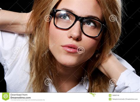 Young Student Girl In Nerd Glasses Royalty Free Stock