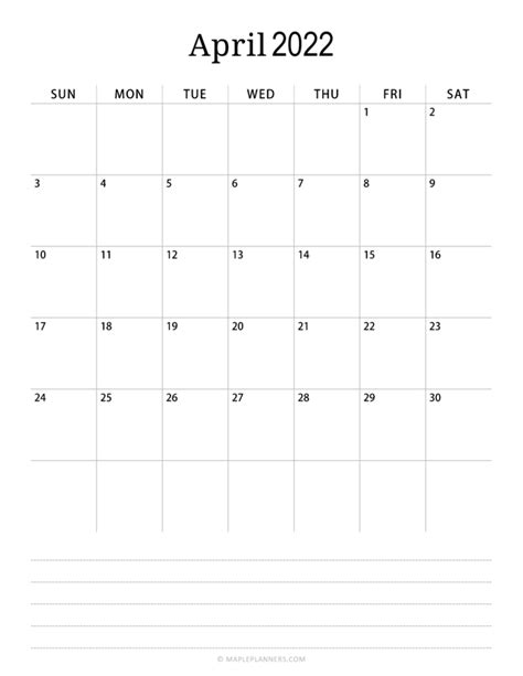2022 Printable Calendar Vertical Monthly Calendar 2022 2022 Blank