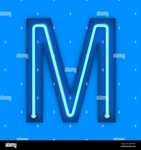 Neon Style Light Letter M Glowing Neon Capital Letter D Rendering