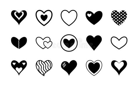 Diseño Vectorial De Iconos De Estilo De Silueta De Corazones