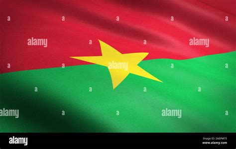 Flag Of Burkina Faso Realistic Waving Flag 3d Render Illustration With