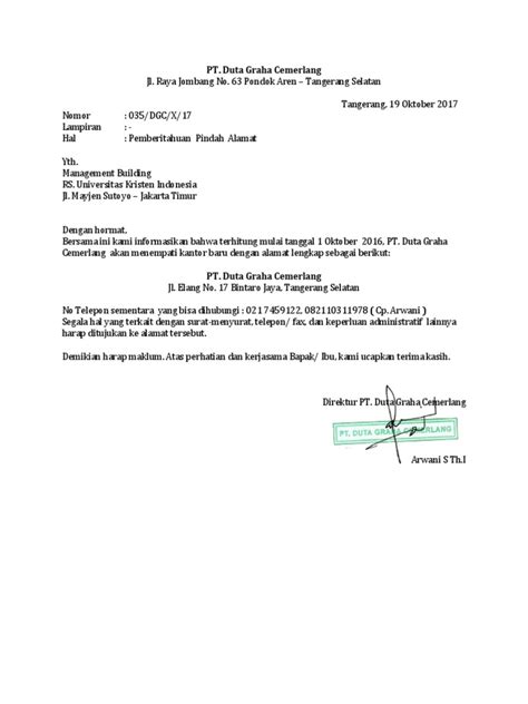 Alamat email anda tidak akan dipublikasikan. Contoh Surat Pemberitahuan Pindah Alamat Kepada Pelanggan ...