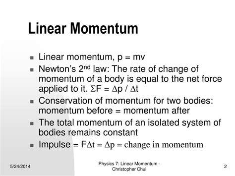 Ppt Physics Chapter 7 Linear Momentum Powerpoint Presentation Free