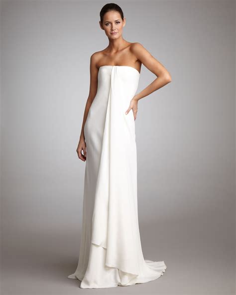 Lyst Ralph Lauren Strapless Draped Gown In White