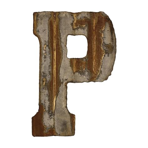 Custom Cut Decor 8 Rusty Galvanized Corrugated Metal Letter P