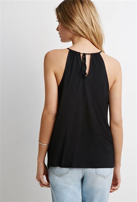 Lyst Forever 21 Pleated Halter Combo Top In Black