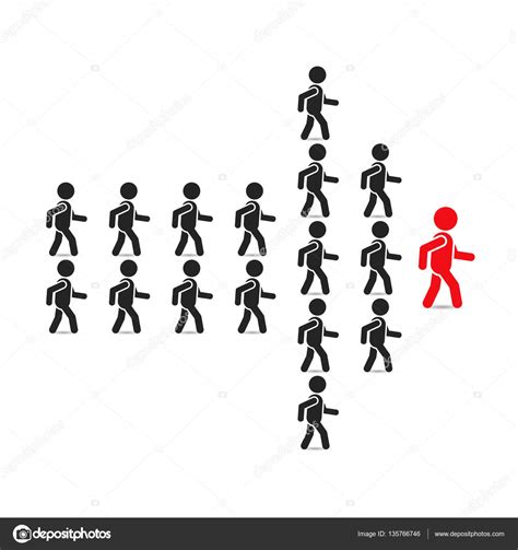 Leadership Business Concept With Crowd Following Behind The Team Leader