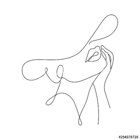 Woman Face Continuous Line Drawing One Line Abstract
