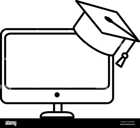 Monitor Computer With Graduation Hat Stock Vector Image And Art Alamy