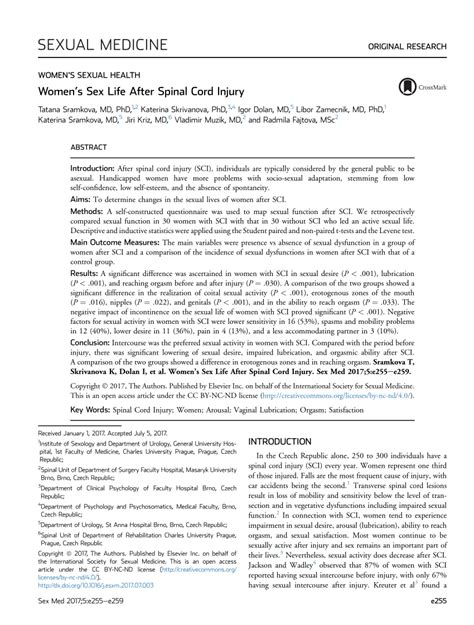 Pdf Womens Sex Life After Spinal Cord Injury
