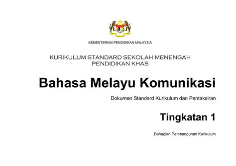 Bahasa Melayu Pendidikan Khas Tingkatan 1 Bahasa Melayu Komunikasi
