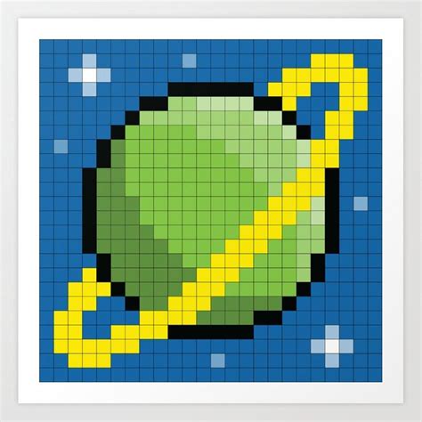 Pixel Planet Art Print By X Small Pixel Quilting