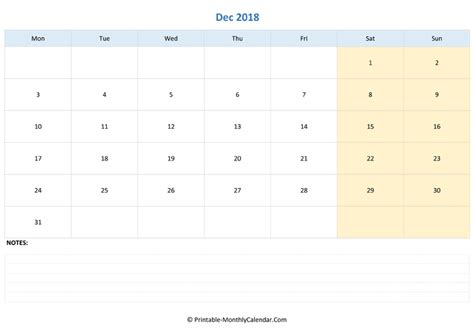 December 2018 Calendar Printable With Holidays