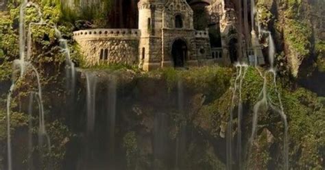 Waterfall Castle The Enchanted Forest Mystical Fantasy Magical