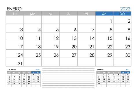 Calendario Enero 2022 Calendarios Su