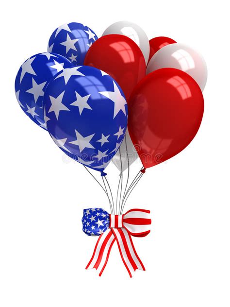 Red White And Blue Balloons Isolated On White Stock Illustration
