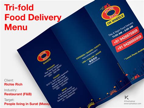 Order with seamless to support your local restaurants! Richie Rich Tri-fold Food Delivery Menu on Behance