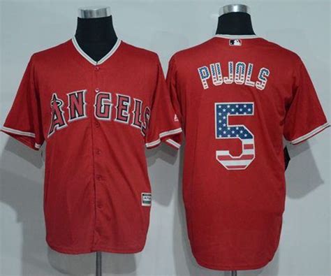 Angels Of Anaheim 5 Albert Pujols Red Usa Flag Fashion Stitched Mlb