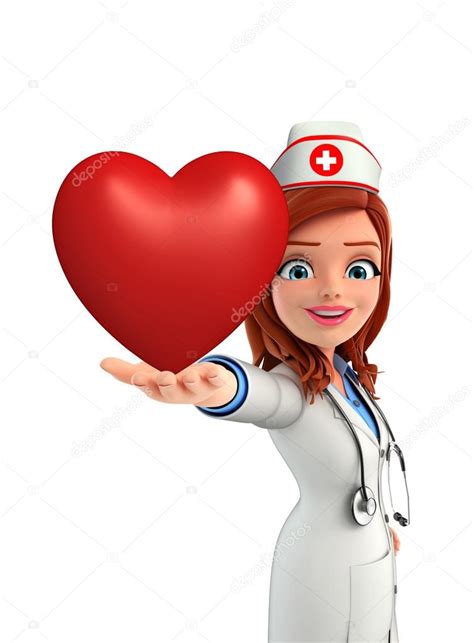 Enfermera Carácter con pose de corazón Ilustración de stock de pixdesign